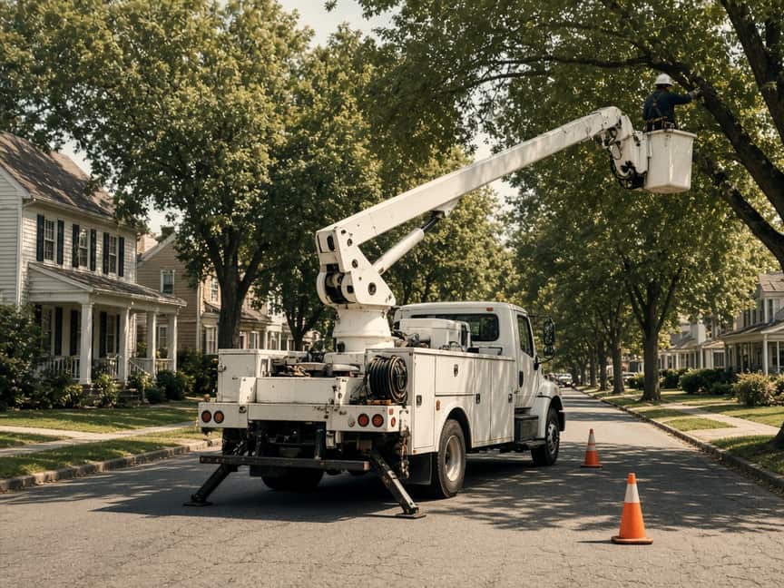 Tree work in a residential yard